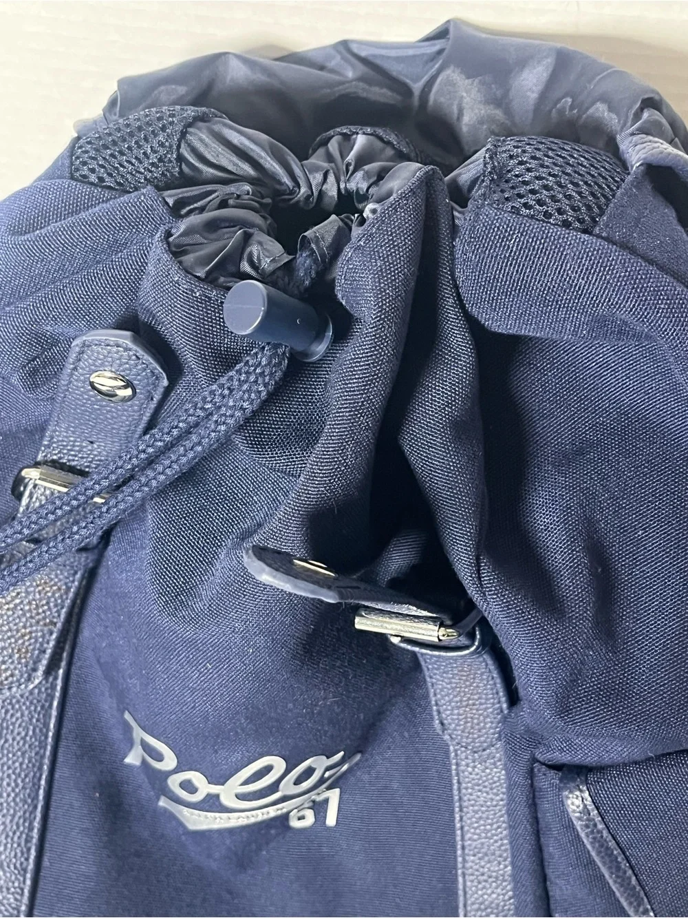 Polo by Ralph Lauren Navy Canvas Backpack with Leather-Trim Straps